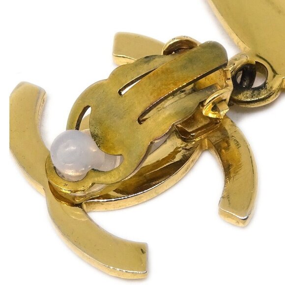 Chanel Hoop Dangle Earrings Clip-On Gold KK90839 - Picture 2 of 4